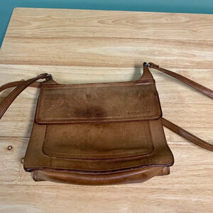 Vintage Fossil Flap Saddle Crossbody Bag Organizer